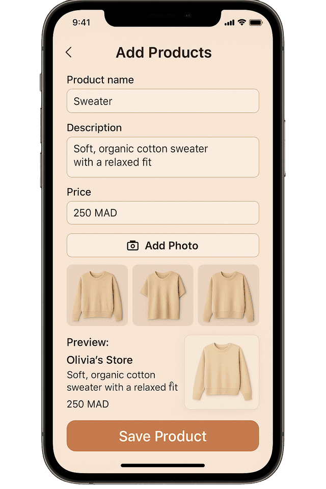 Ajouter des Produits interface